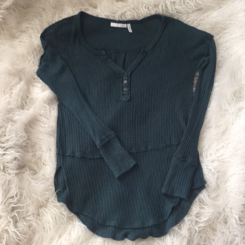 Nordstrom Teal Henley Sweater XS